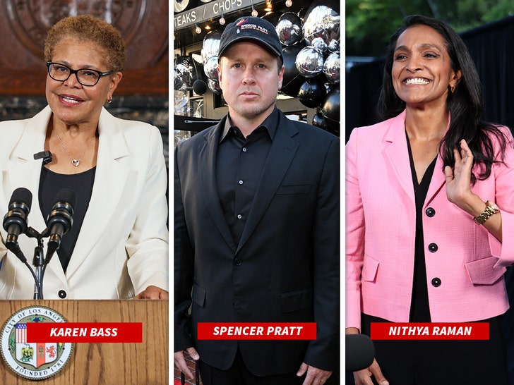 karen bass spencer pratt and Nithya Raman getty 1