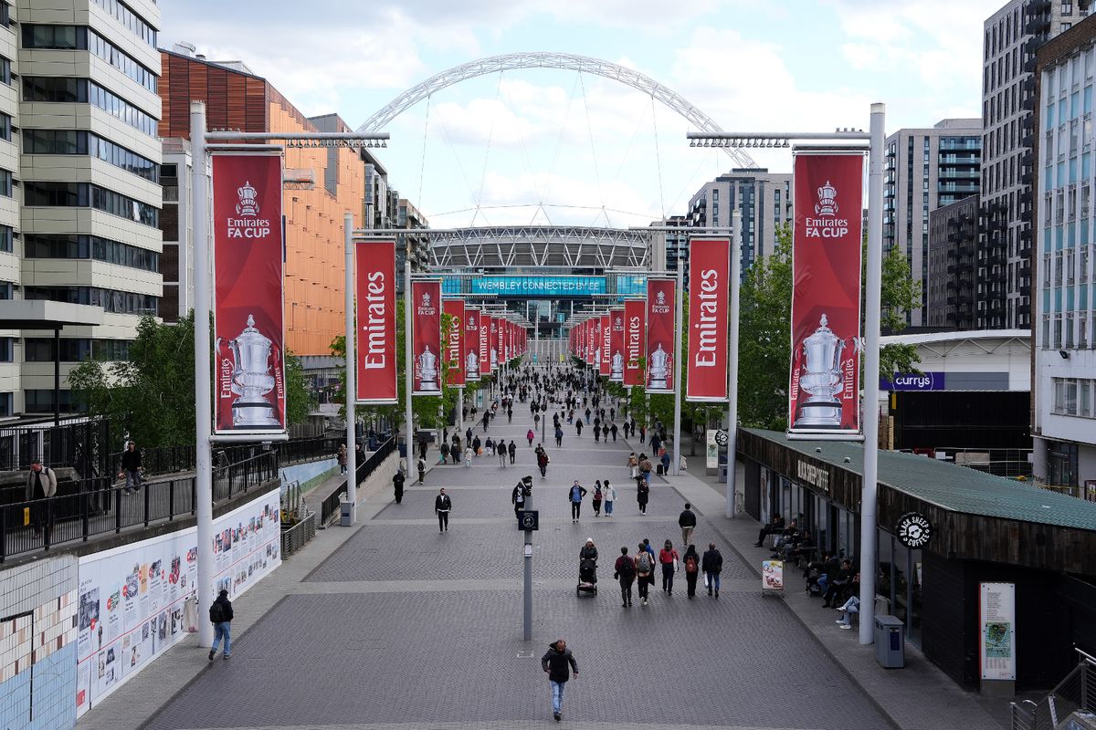 A general view of Wembley Way leading to Wembley Stadium.