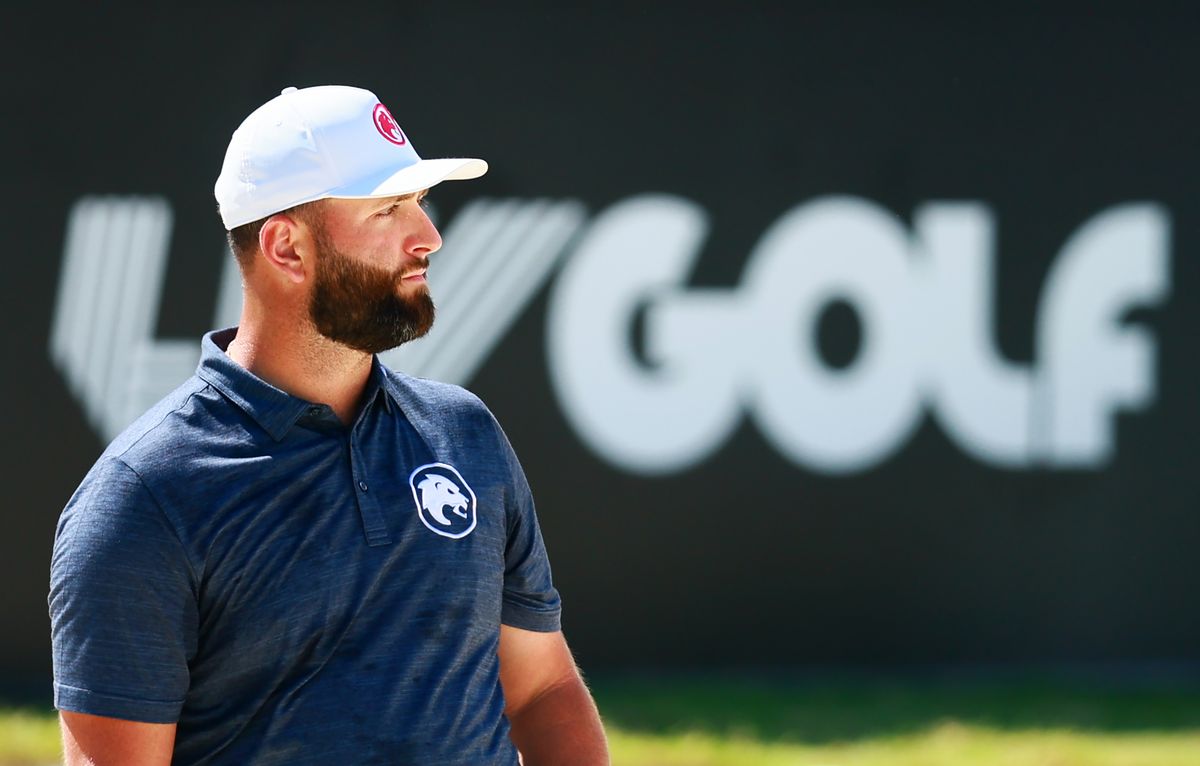 Jon Rahmn stands on the tee