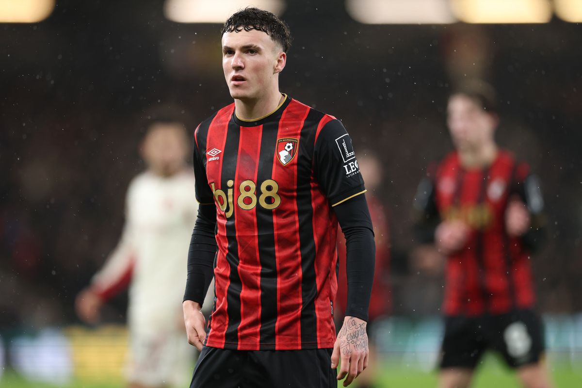 BOURNEMOUTH, ENGLAND - JANUARY 24: Alex Jimenez of AFC Bournemouth during the Premier League match between Bournemouth and Liverpool at Vitality Stadium on January 24, 2026 in Bournemouth, England. (Photo by Michael Steele/Getty Images)