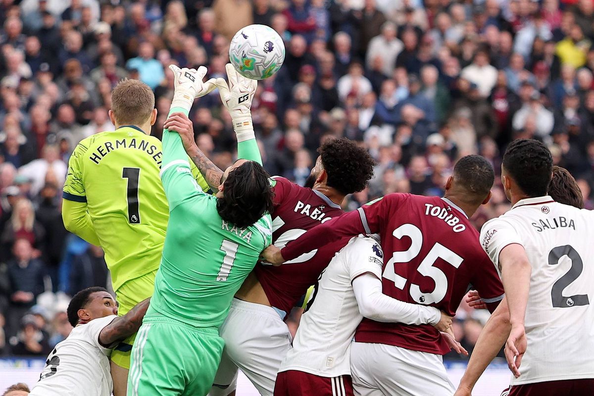 Pablo was penalised for a foul on David Raya