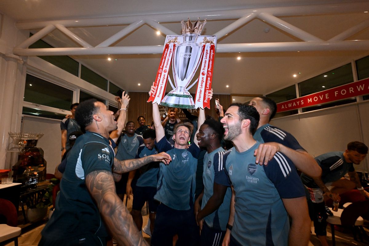 Martin Odegaard will lift the Premier League trophy on Sunday