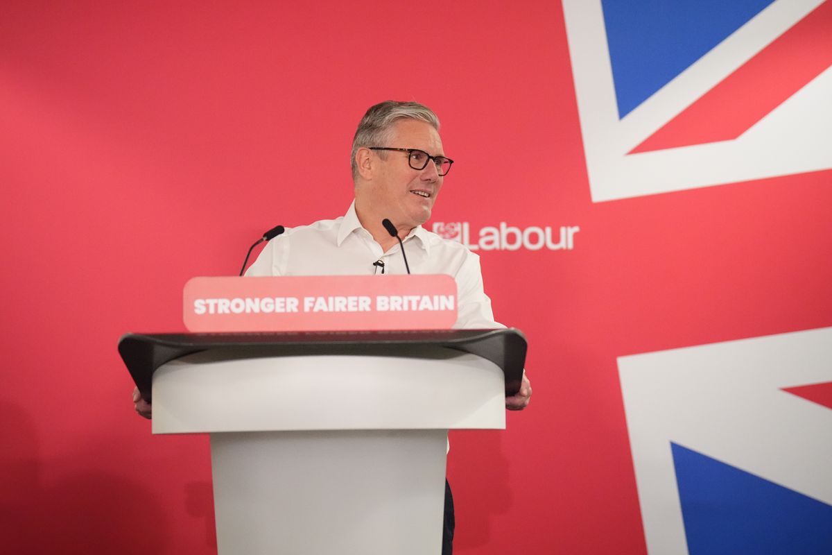Sir Keir giving his speech on Monday