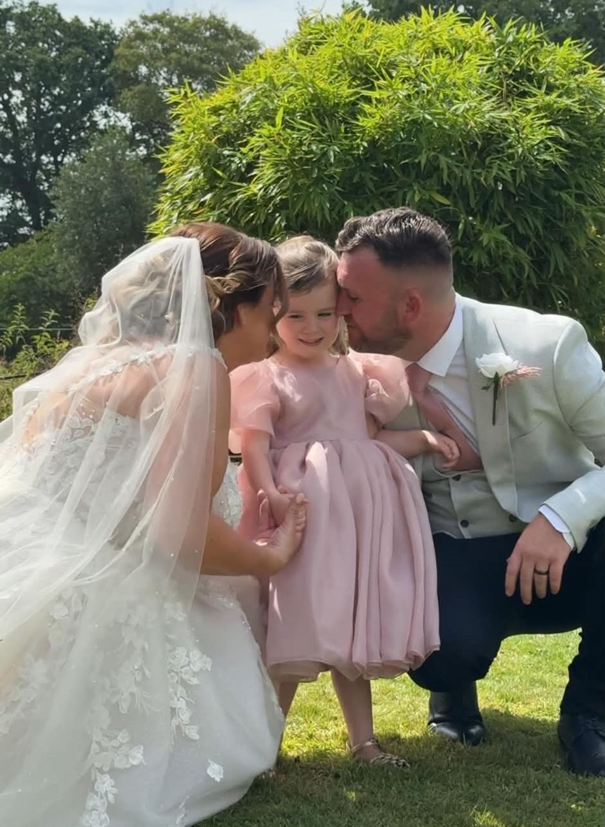 Stephan Lewis, 37, with wife Chantelle and daughter Isabella