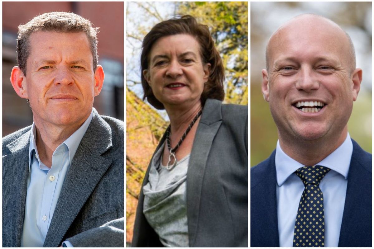 Rhun ap Iorwerth, Eluned Morgan and Dan Thomas in a composite image