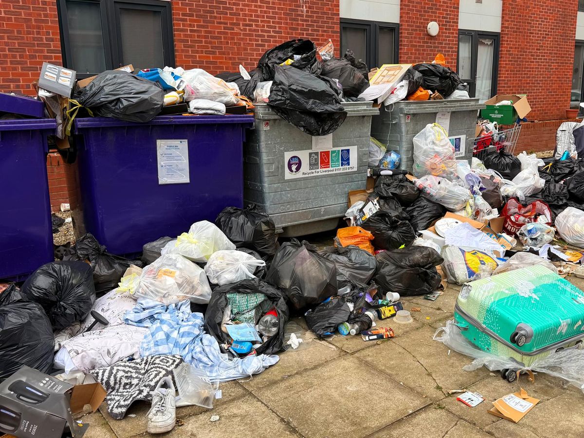 Rubbish piled up on a housing estate in Everton, just off Fox Street, pictured on April 24