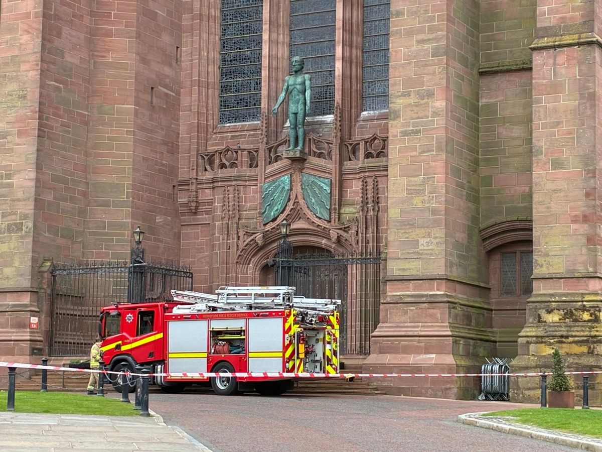 A cordon was put in place outside the cathedral