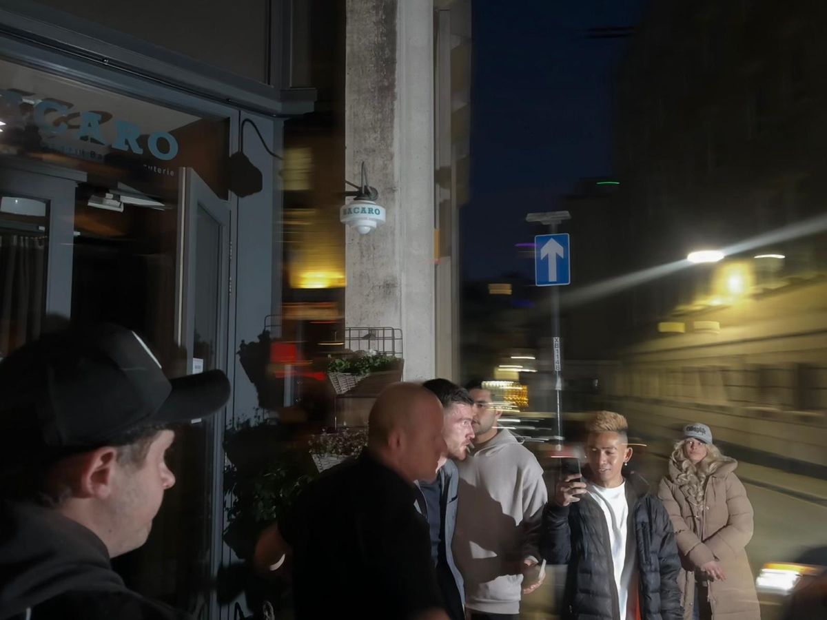 Andy Robertson was spotted leaving the restaurant after an evening of celebrations