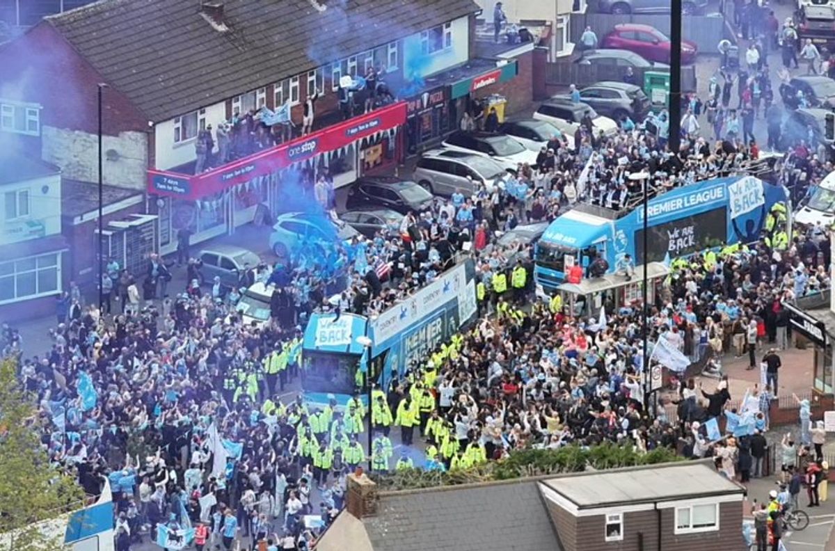 Police drone teams took this image of the parade from the skies