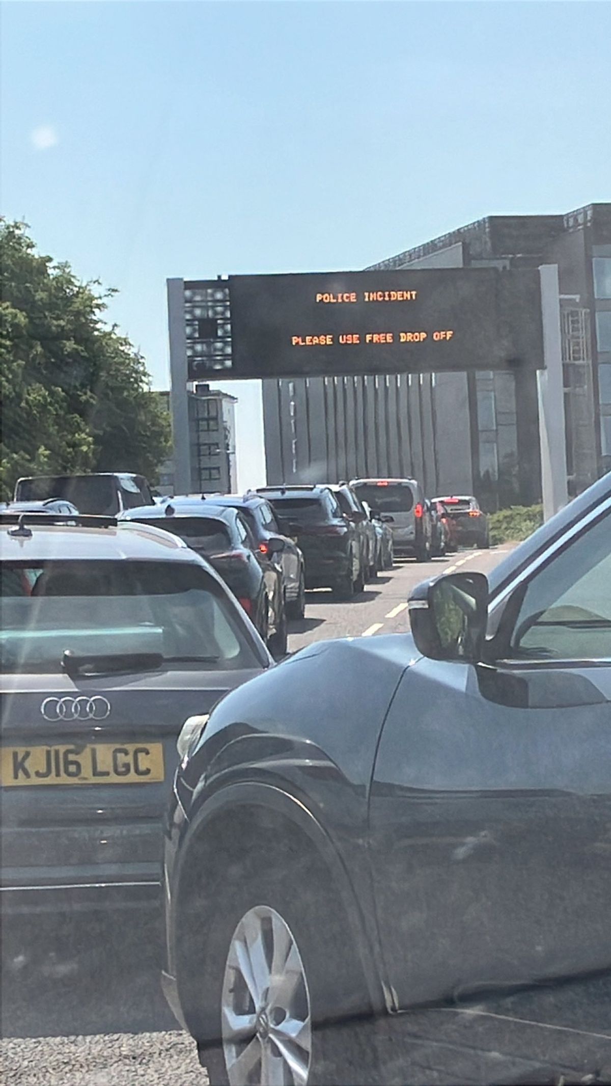 Motorists became stuck in queues
