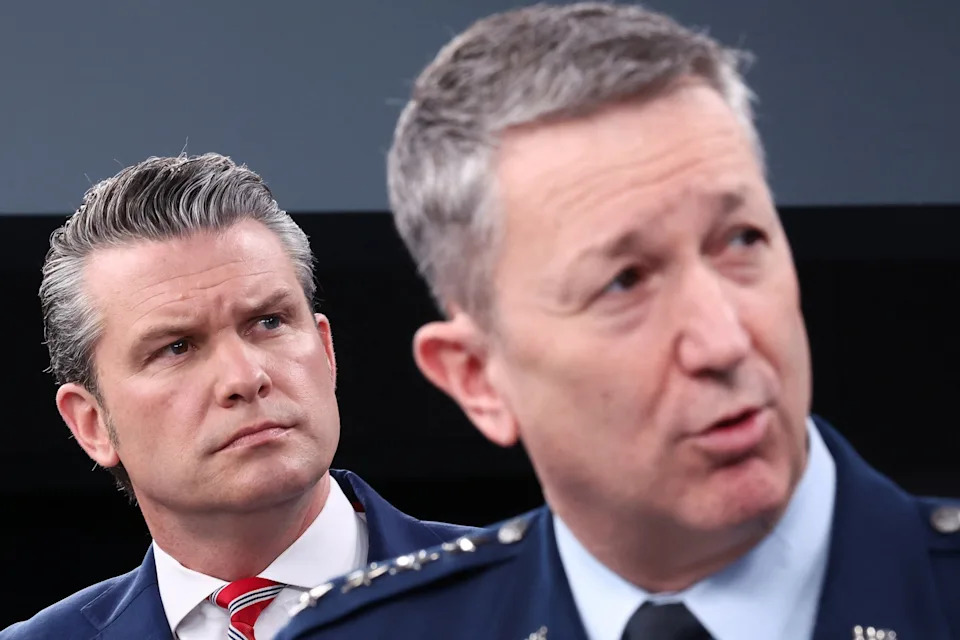 Kevin Lamarque/Reuters - PHOTO: Secretary of Defense Pete Hegseth and Chairman of the Joint Chiefs of Staff General Dan Caine hold a briefing on the Iran war, at the Pentagon in Washington, May 5, 2026.