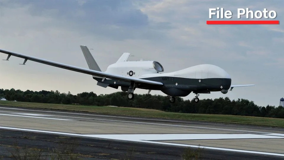 An MQ-4C Triton unmanned aircraft system prepares to land at Naval Air Station Patuxent River on September 18, 2014. - US Navy/Reuters/File