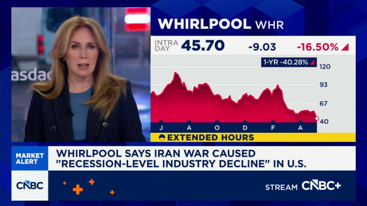 Whirlpool says Iran war caused 'recession-level industry decline' in U.S.