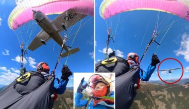Paraglider clipped by plane in heart-pounding first-person footage