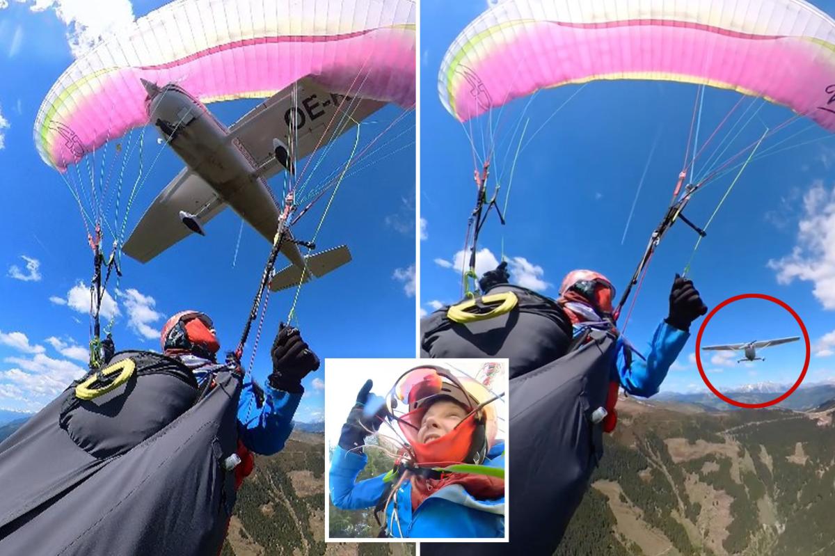 Paraglider clipped by plane in heart-pounding first-person footage