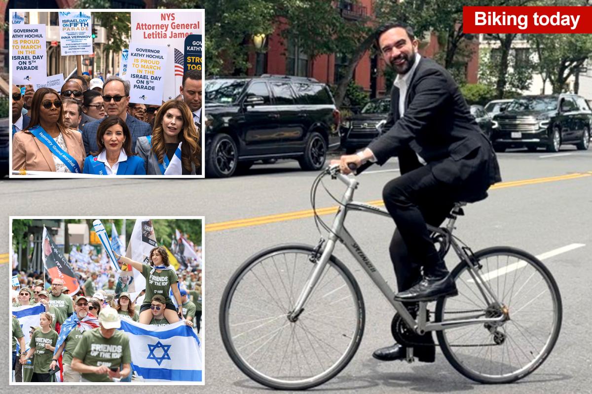 Ex-mayors join Hochul, Tisch and thousands at NYC's Israel parade -- while No-Show Zo bizarrely rides bike around town in business suit and no helmet