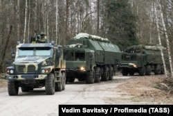 An Oreshnik missile unit photographed at an unidentified location in Russia in January 2023