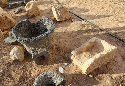 Vessels found at Ein Hatzeva from the biblical period. Credit: Eliahu Hershkovitz Vessels found at Ein Hatzeva from the biblical period