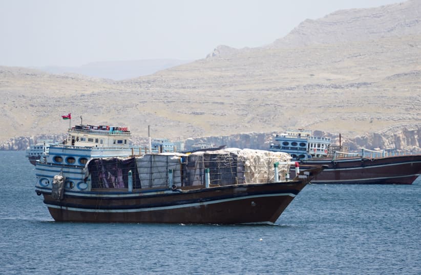 Vessels in the Strait of Hormuz, Musandam, Oman, April 27, 2026. 