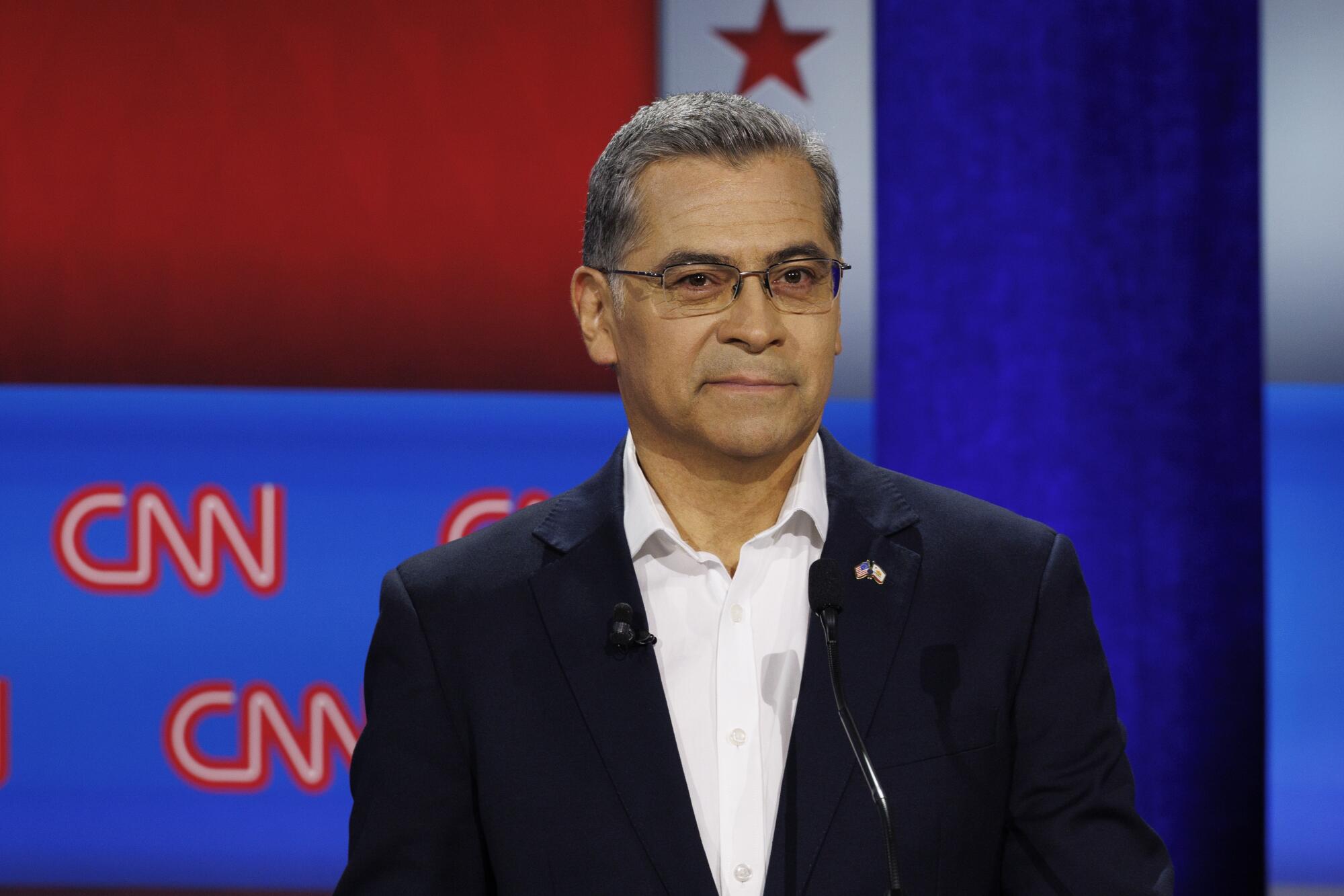 Xavier Becerra was among candidates stepping around the thorny question of why voters should vote Democratic.