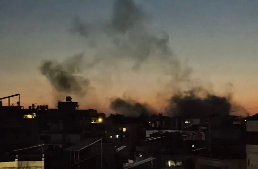 Smoke rises from the site of an Israeli airstrike that targeted Beirut's southern suburbs neighbourhood of Haret Hreik on May 6, 2026.