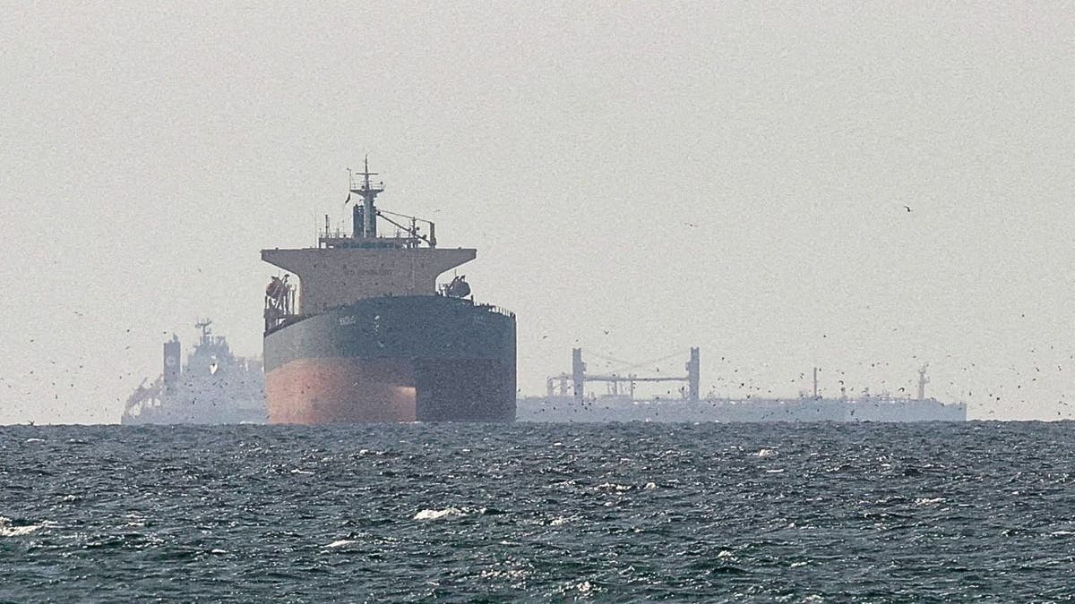 Cargo ships in the sea in the Strait of Hormuz