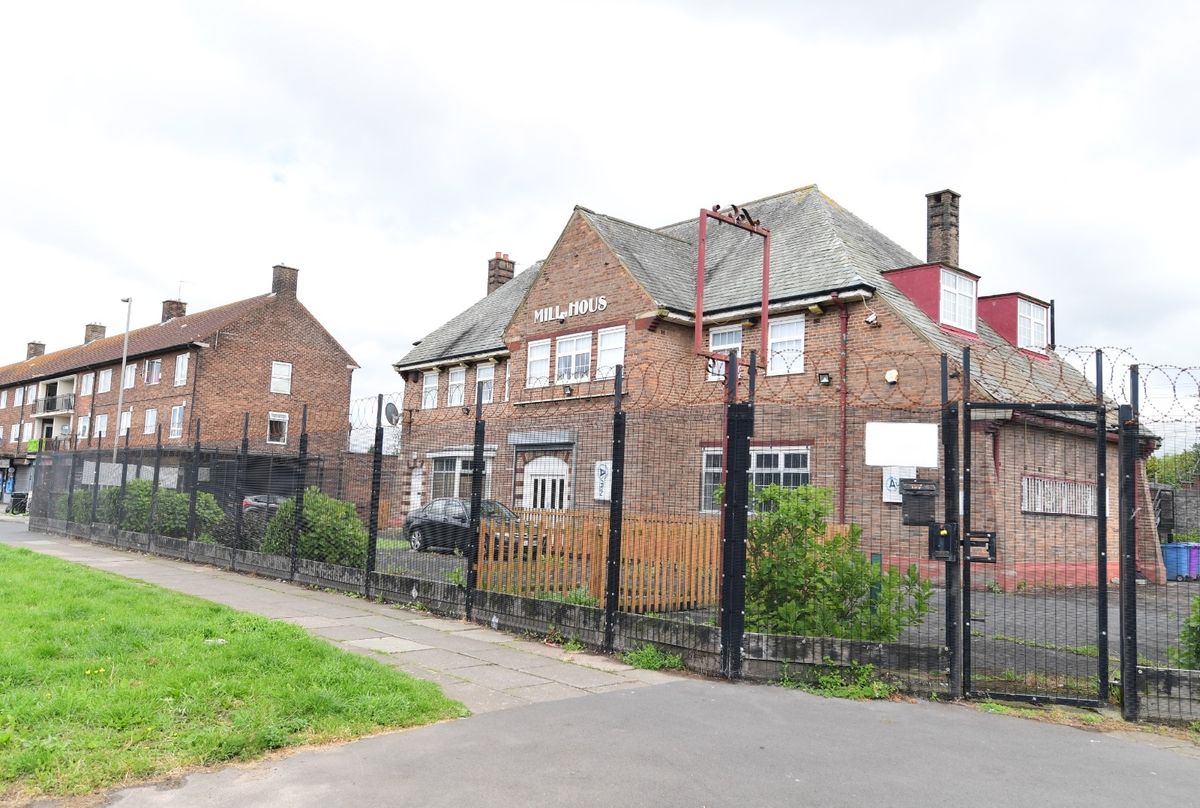 While the pub has long since closed, the building still sports The Mill House name
