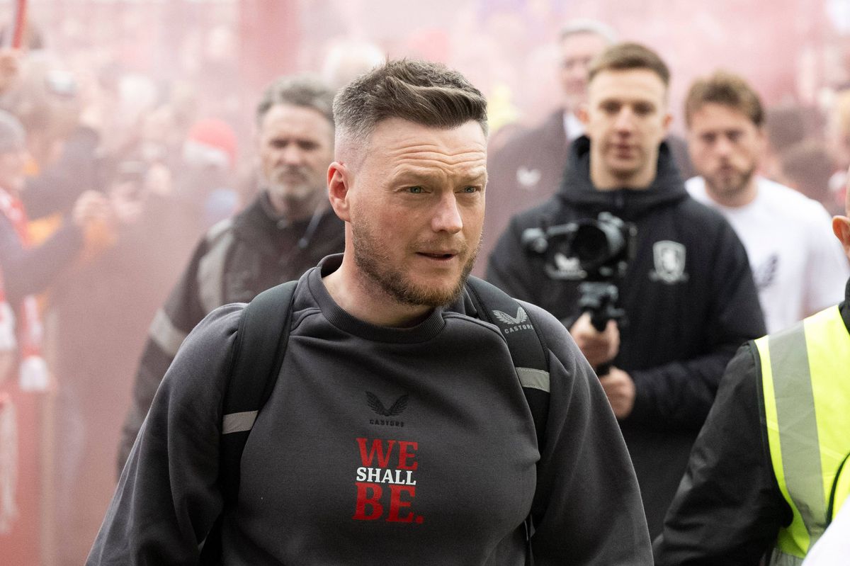 Kim Hellberg, Middlesbrough Manager, arrives at the stadium greeted by a large group of Middlesbrough supporters for the Sky Bet Championship Play-Off Semi-Final 1st Leg between Middlesbrough and Southampton at the Riverside Stadium in Middlesbrough, United Kingdom, on May 8, 2026. (Photo by MI News/NurPhoto via Getty Images)