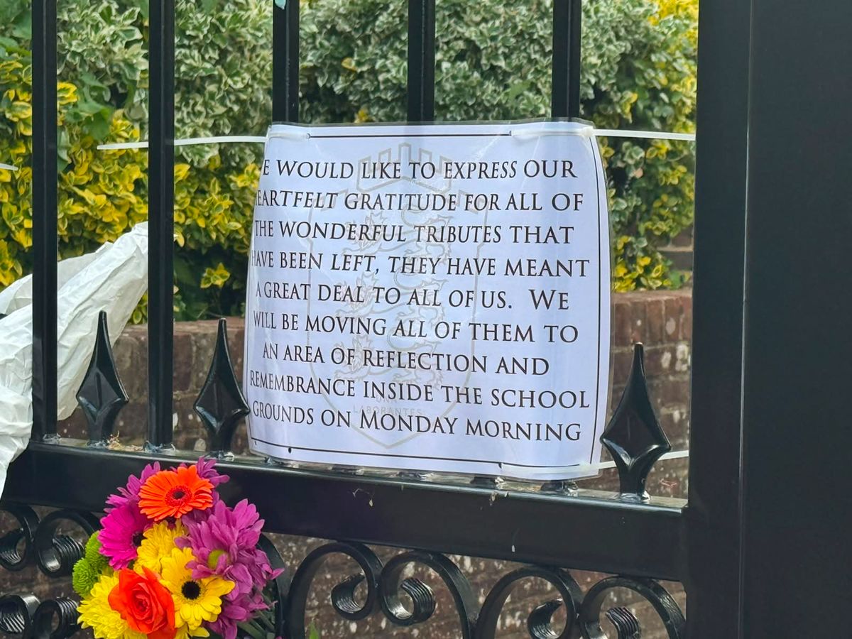 A photo of a note left outside the school