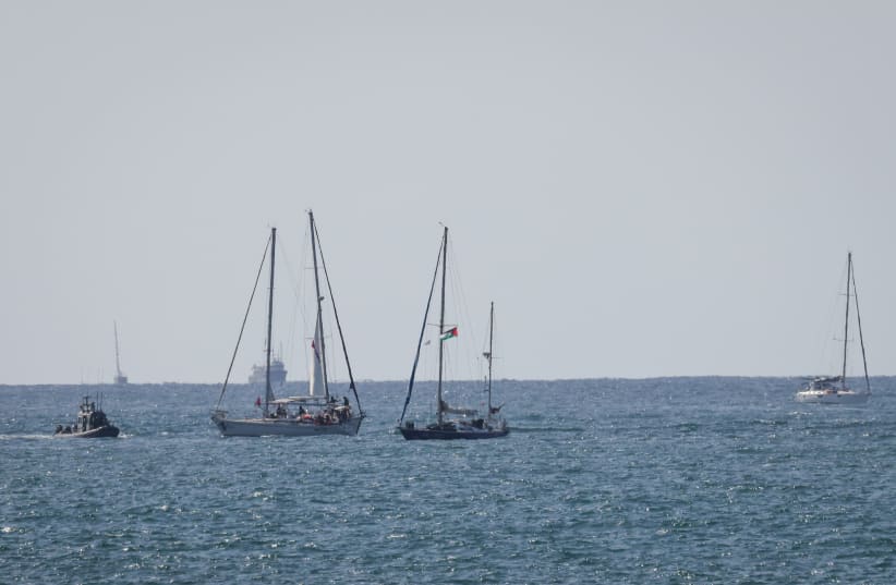 Boats from a large flotilla attempting to break a maritime blockade on the Hamas-ruled Gaza strip seen arriving at the Ashdod port, after the Israeli Navy took control of the vessels overnight.