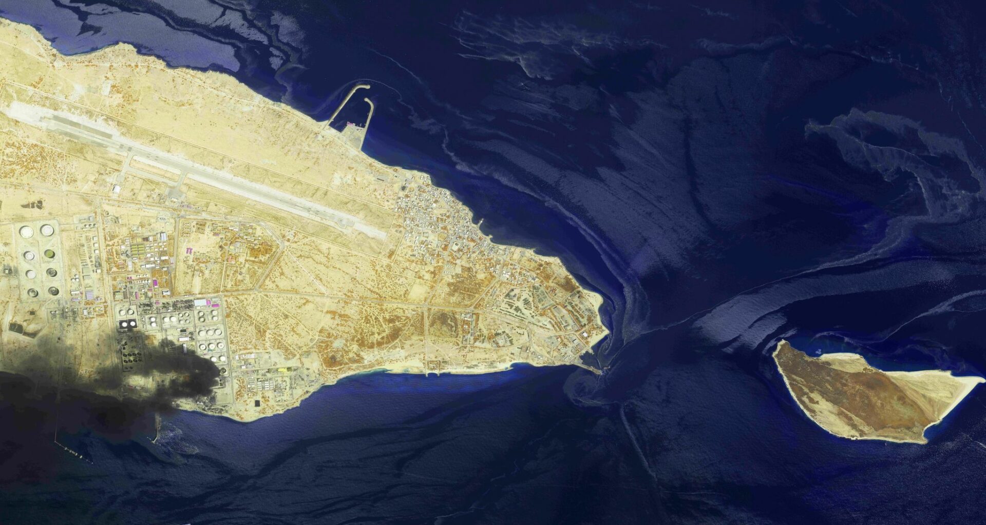 Video and satellite photos show Iran war oil spill on Persian Gulf island