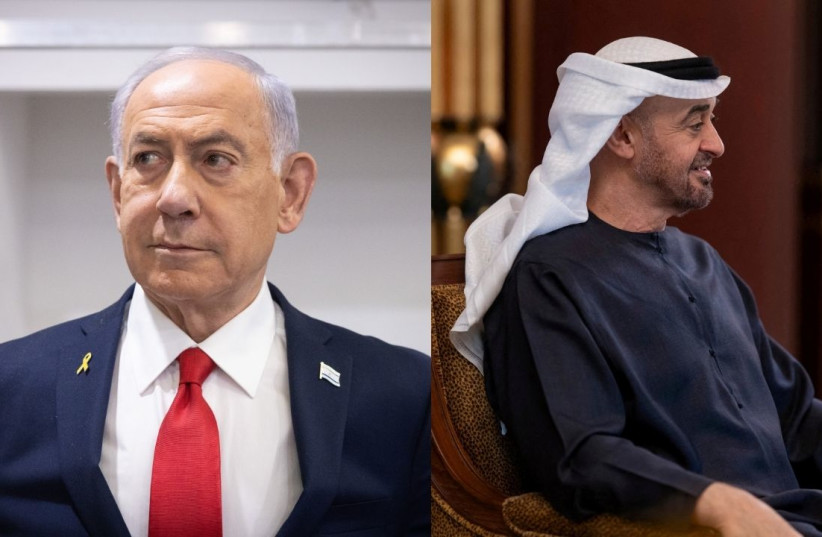 Prime Minister Benjamin Netanyahu and UAE President Sheikh Mohammed bin Zayed Al Nahyan.
