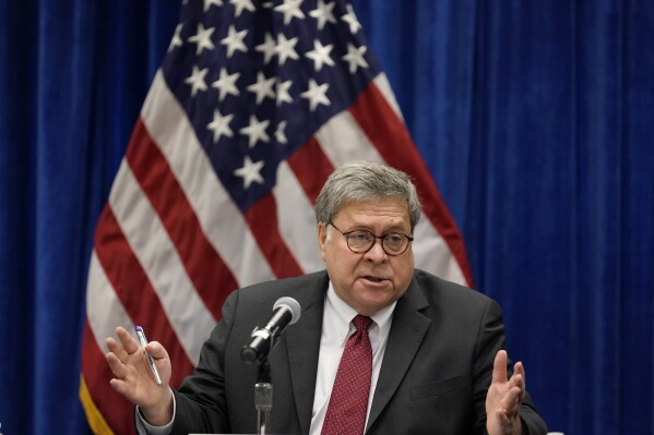 U.S.Attorney General William Barr speaks during a roundtable discussion on Operation Legend, a federal program to help cities combat violent crime, Oct. 15, 2020, in St. Louis. (AP Photo/Jeff Roberson, File)