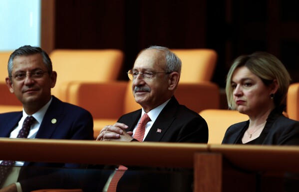 Turkish CHP party leader and Nation Alliance's presidential candidate Kemal Kilicdaroglu, center, joins legislators elected to the Grand National Assembly of Turkey as they attend their first parliamentary session, in Ankara, Turkey, June 2, 2023. (AP Photo/Ali Unal, File)