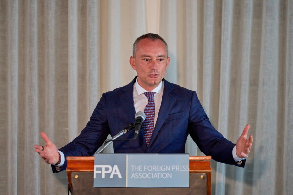 High Representative for President Donald Trump's International Board of Peace and its efforts in Gaza Nickolay Mladenov speaks to the media during the Board of Peace press briefing in East Jerusalem, May 13, 2026. (AP Photo/Ohad Zwigenberg, File)