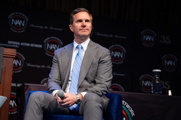 Kentucky Gov. Andy Beshear attends the National Action Network (NAN) Convention in New York, April 11, 2026. (AP Photo/Angelina Katsanis, File)