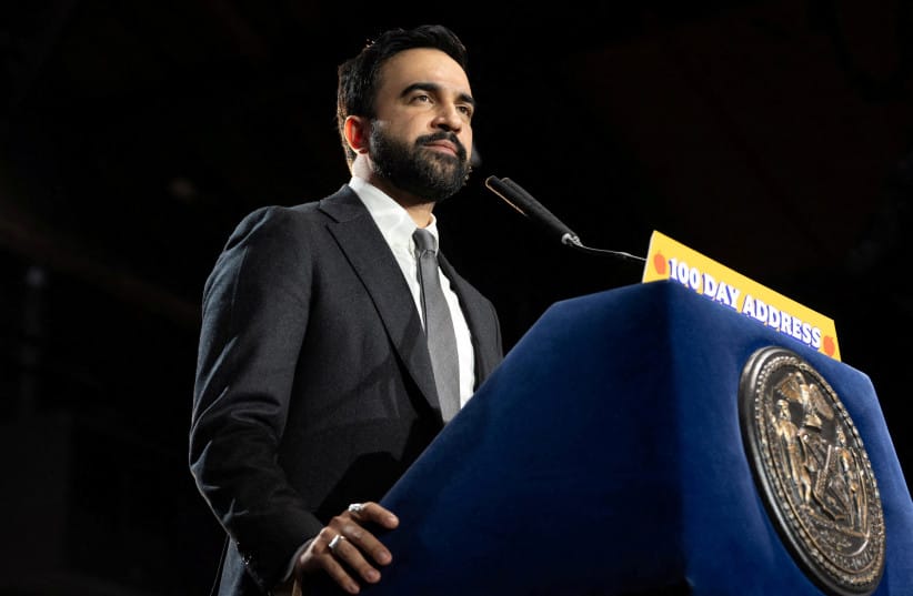 New York Mayor Zohran Mamdani delivers his 100 Days Address, a speech dedicated to outline the progress made on his core campaign promises since taking office, in Queens, New York City, US, April 12, 2026.