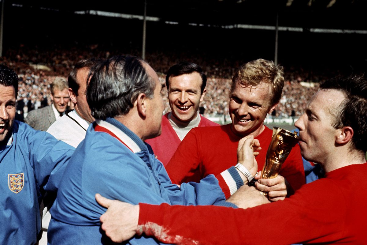 1966 winners Sir Alf Ramsey with Bobby Moore