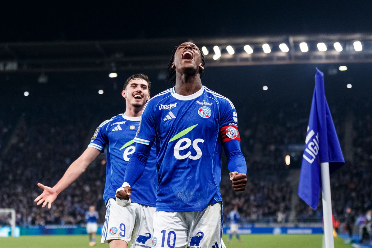 Emanuel Emegha celebrates