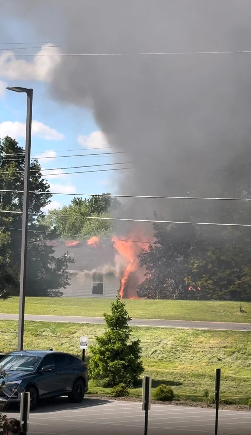 Anna Villanova - PHOTO: Two people aboard a small plane are dead after the aircraft crashed into a house in Akron, Ohio, causing a fire, authorities said.