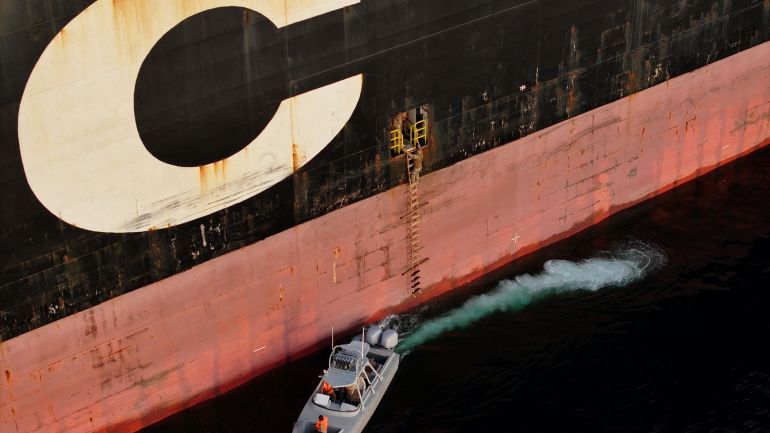 The MSC Francesca ship is seen during seizure by the IRGC in the Strait of Hormuz, Iran, in this image obtained by Reuters on April 24, 2026. Meysam Mirzadeh/Tasnim/WANA (West Asia News Agency) via REUTERS ATTENTION EDITORS - THIS PICTURE WAS PROVIDED BY A THIRD PARTY