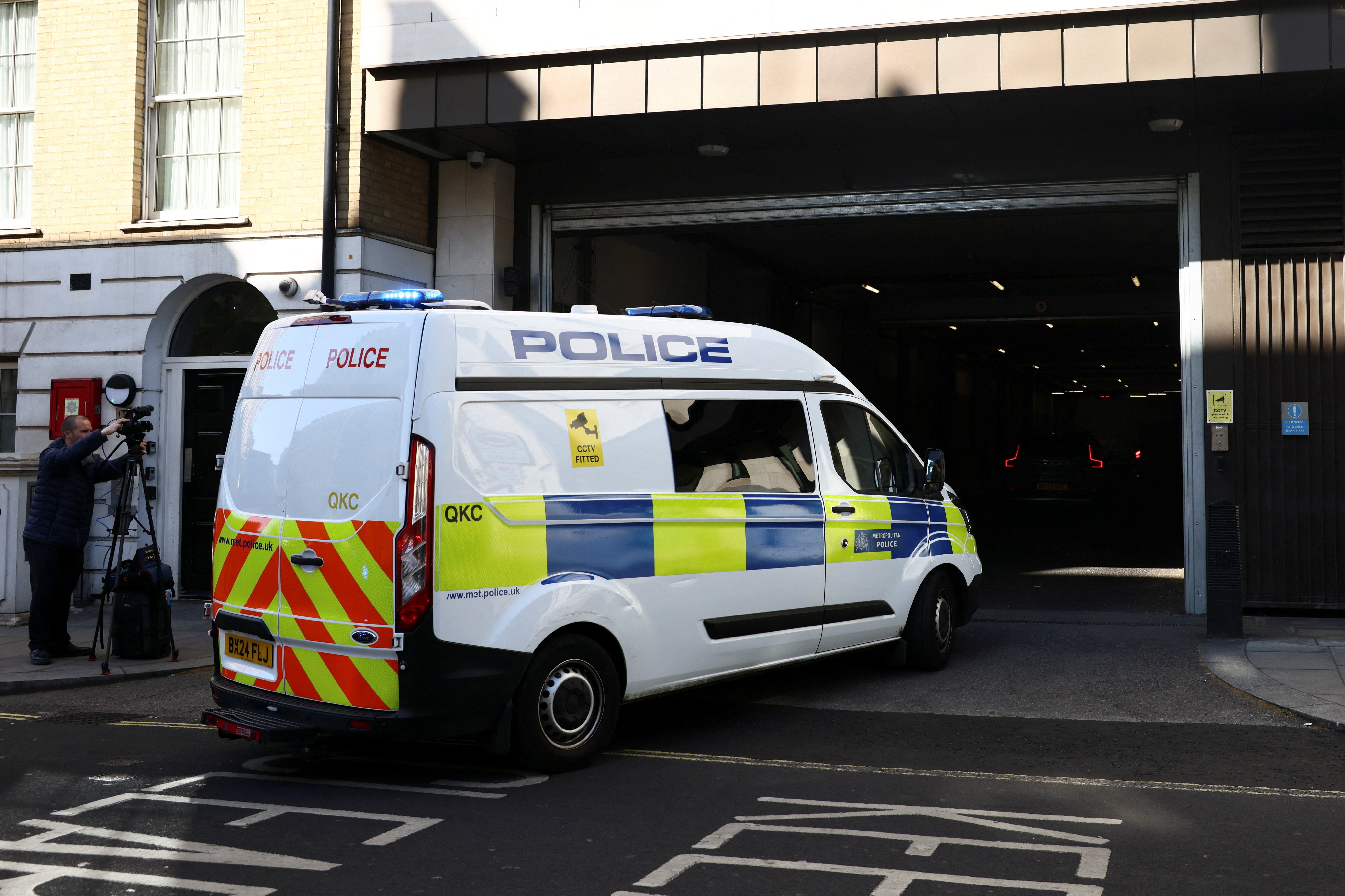 A prison van arrives at Westminster Magistrates’ Court ahead of Suleiman’s hearing