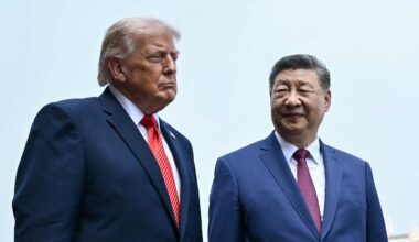FILE PHOTO: China's President Xi Jinping and US President Donald Trump visit the Temple of Heaven in Beijing on May 14, 2026.