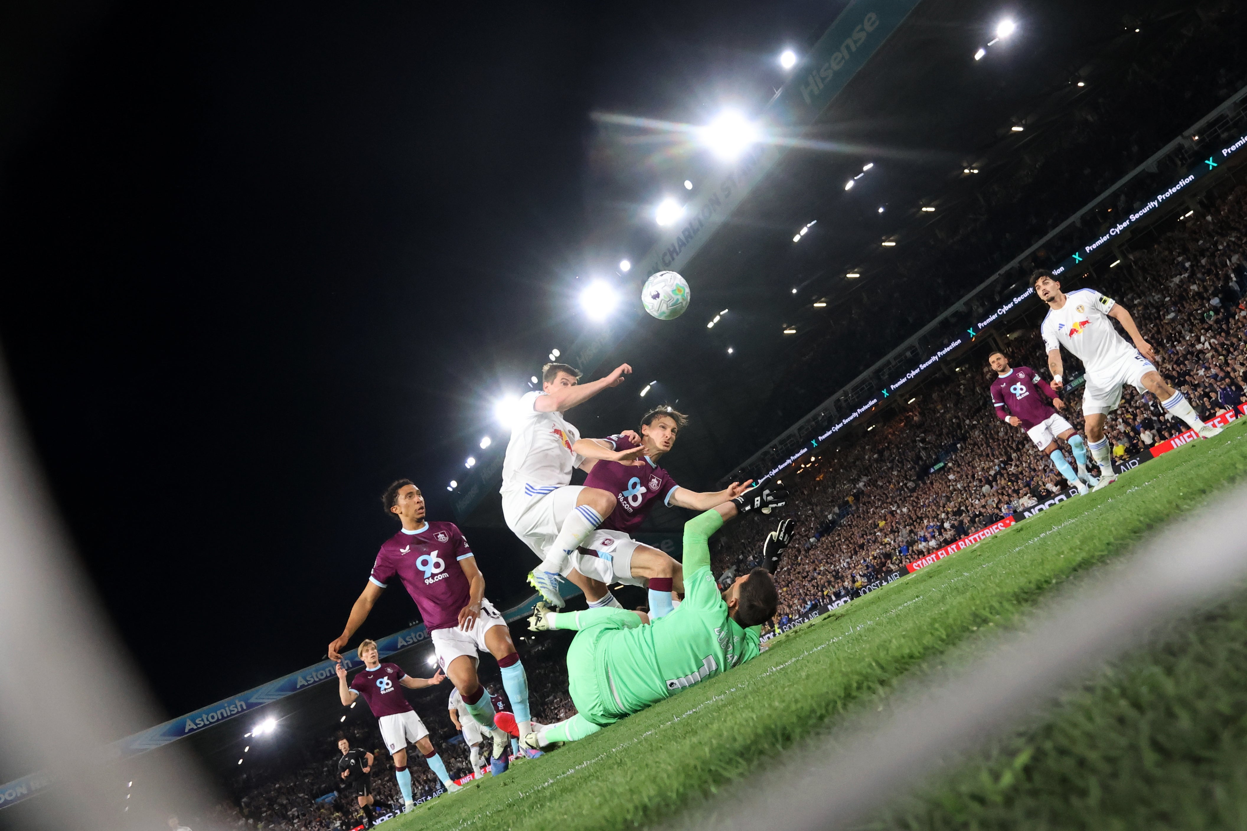Dominic-Calvert Lewin scores Leeds' third goal in the victory
