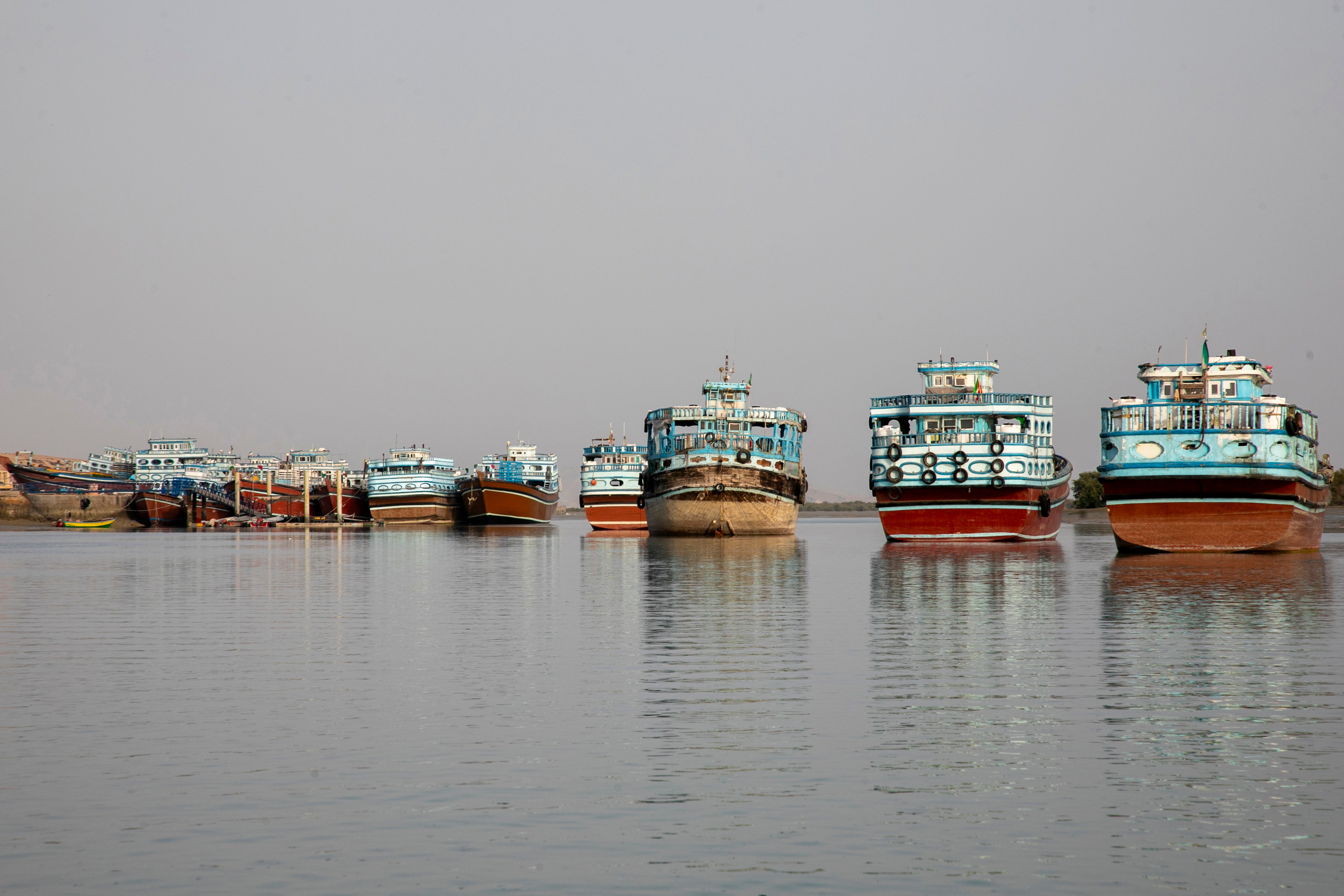 Fishing boats sit idle on May 17, 2026 along the Strait of Hormuz