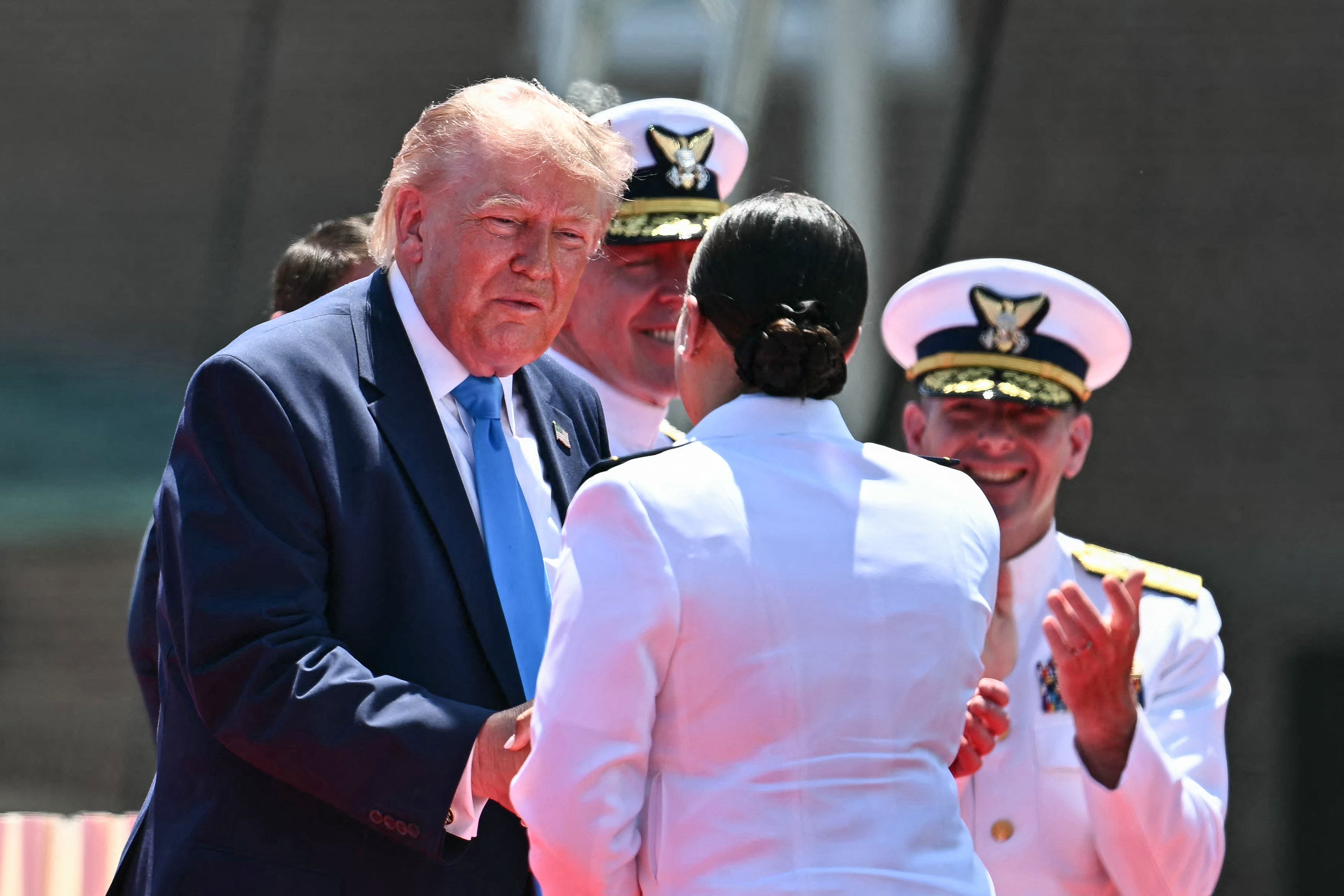 ‘If I didn’t invite her up, I'd be accused of discrimination,’ President Donald Trump said as he invited 2026 Coast Guard Class President Savannah Riera to the commencement stage on Wednesday
