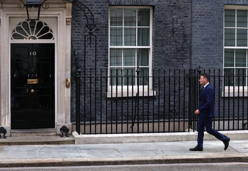 Britain's secretary of state for health and social Care, Wes Streeting, arrives at 10 Downing Street for a meeting with prime minister Keir Starmer in London on Wednesday. Photograph: Neil Hall/EPA