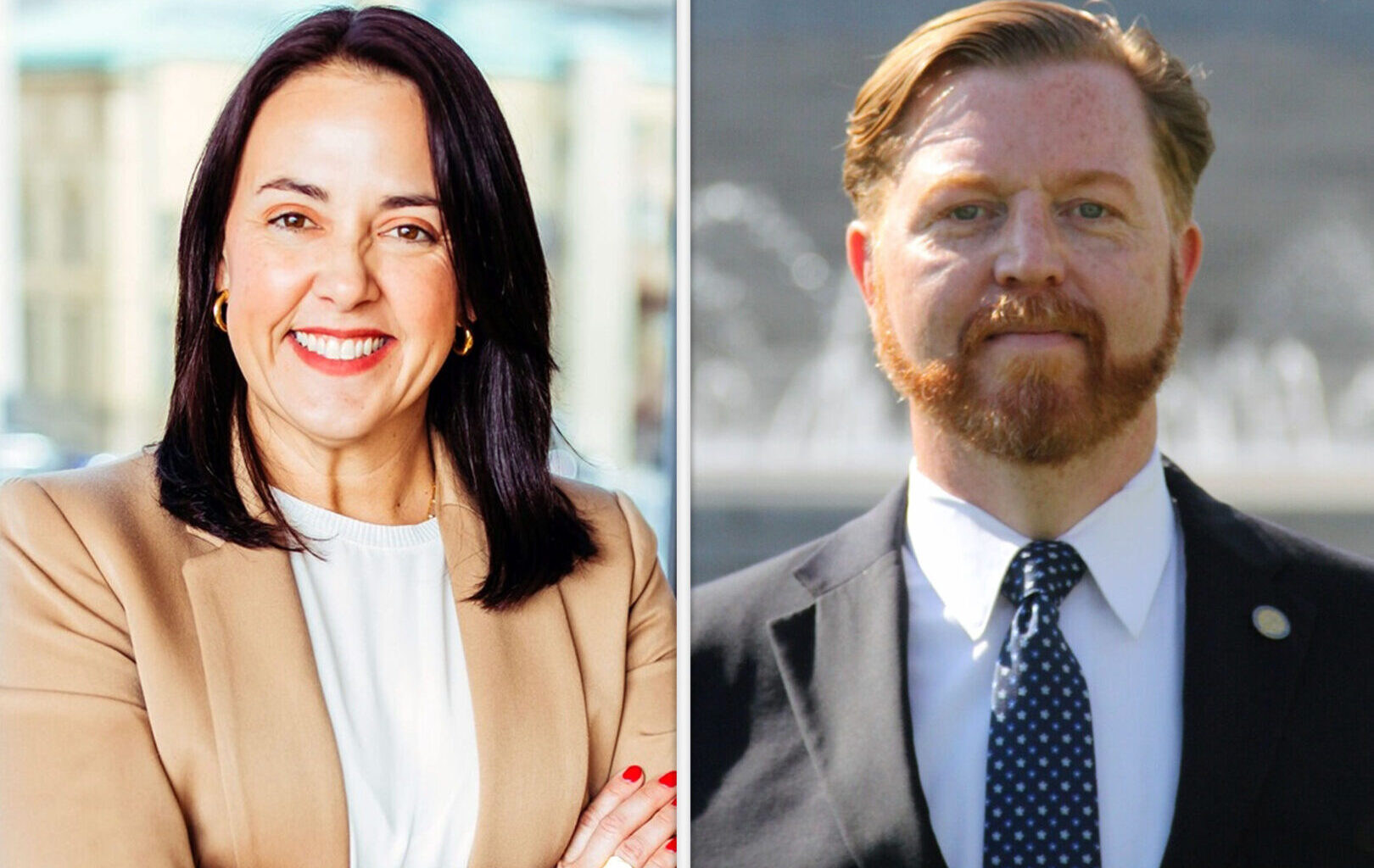 Denise Powell and John Cavanaugh are locked in a close Democratic primary for Nebraska's 2nd District. (Courtesy Denise Powell for Congress/Facebook, John Cavanaugh for Congress/Facebook)
