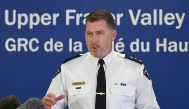 Supt. Darren Pankratz, officer in charge of the Chilliwack RCMP, speaks during a press conference on Friday, May 15, 2026. (Jenna Hauck/ Chilliwack Progress)
