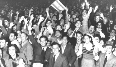 CELEBRATIONS TAKE place in the streets of Tel Aviv moments after the UN voted to pave the way for the creation of Israel, on November 29, 1947